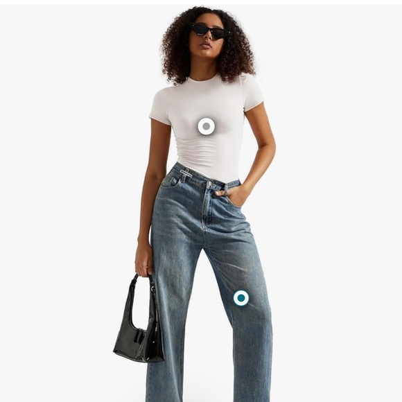 White double lined Fitted Short Sleeve T shirt size large - Picture 3 of 6